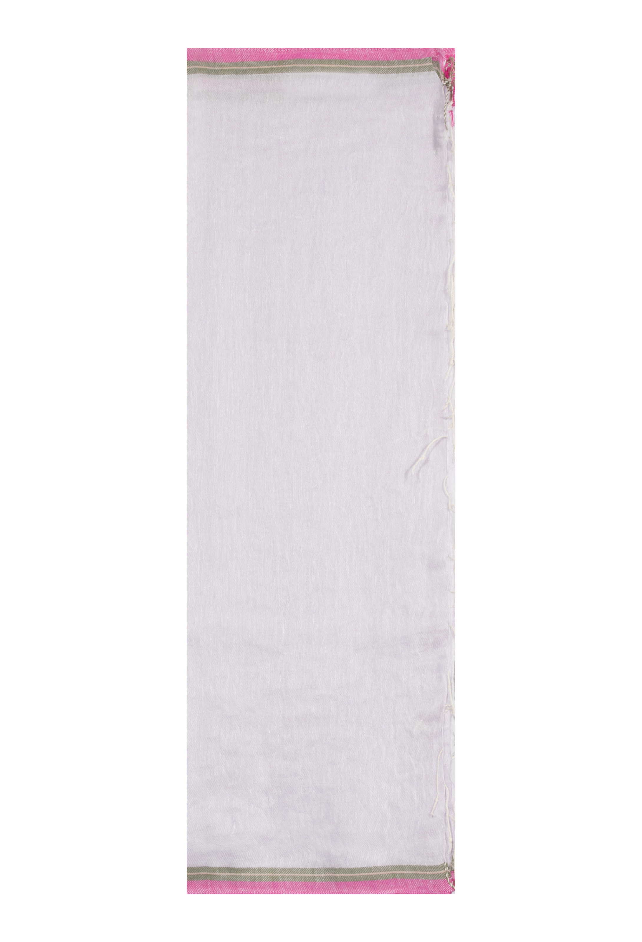 A light pink scarf with a green and pink striped border. Transparent background