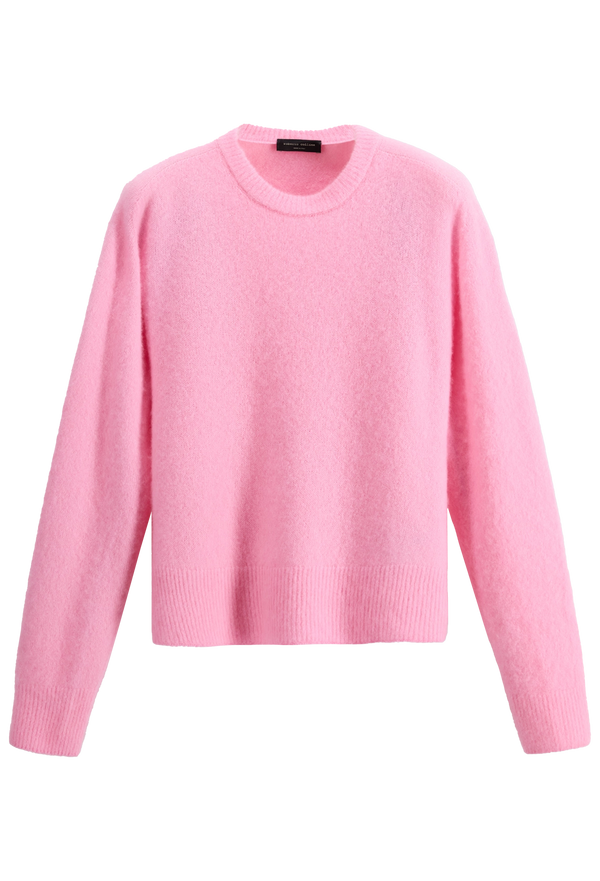 A pink crewneck sweater. Transparent background.