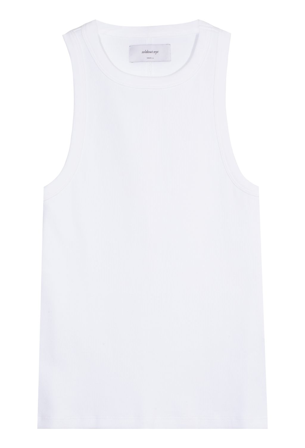 A white ribbed tank top. Transparent background.