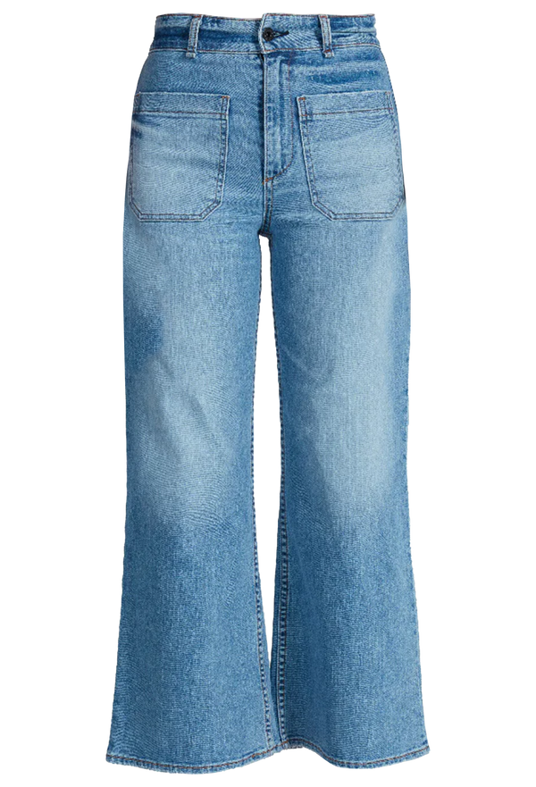 Blue jeans with large front pockets. Transparent background.