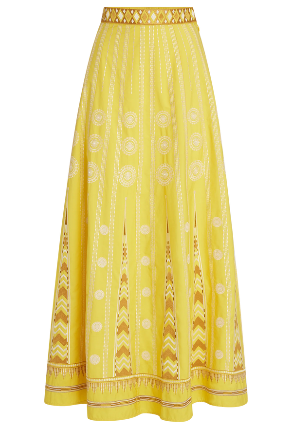Camille Backgammon Embroidered Skirt