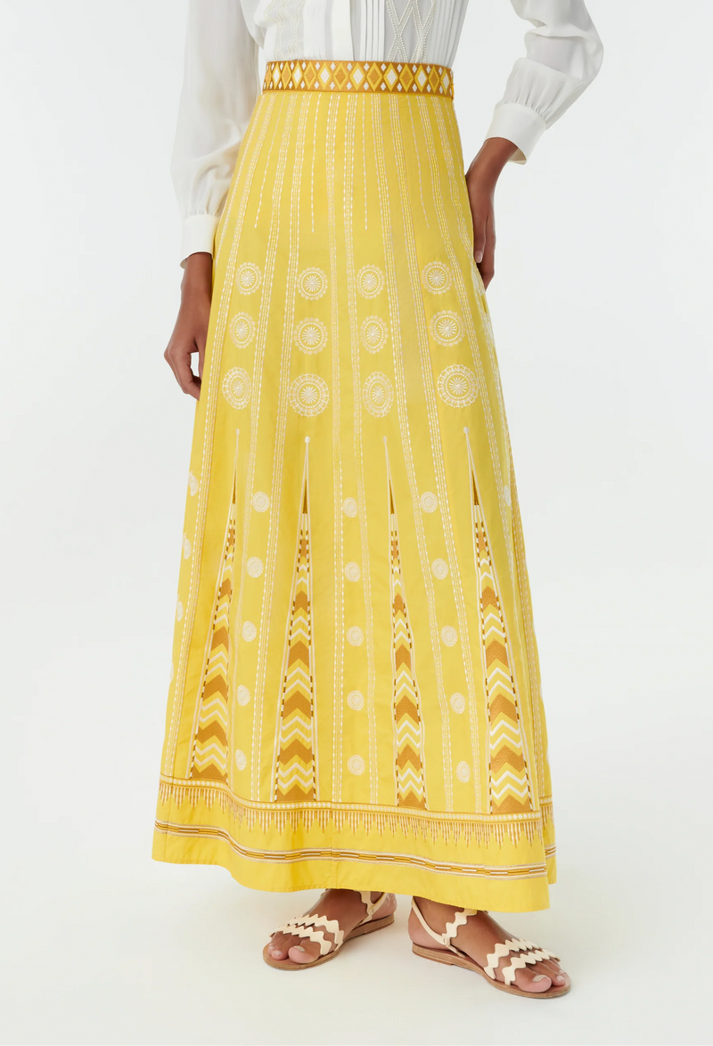 Camille Backgammon Embroidered Skirt