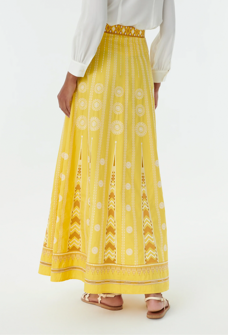 Camille Backgammon Embroidered Skirt
