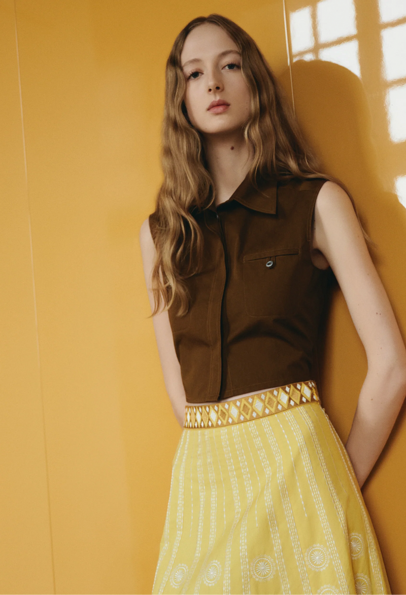 Camille Backgammon Embroidered Skirt