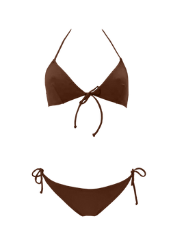 A brown string bikini. Transparent background.