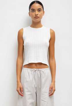 Pointelle Sleeveless Crew