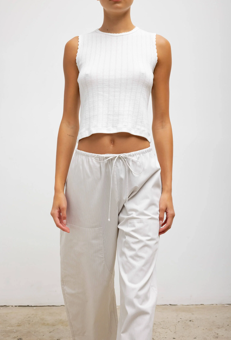 Pointelle Sleeveless Crew