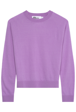 a lavender long sleeve cashmere crewneck. transparent background