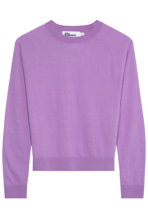 a lavender long sleeve cashmere crewneck. transparent background
