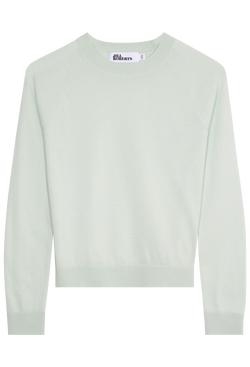 a pastel green long sleeve cashmere crewneck. transparent background