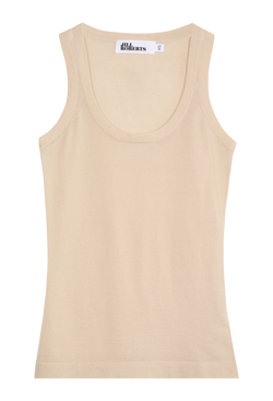 A light beige cashmere racer back tank top. Transparent background.