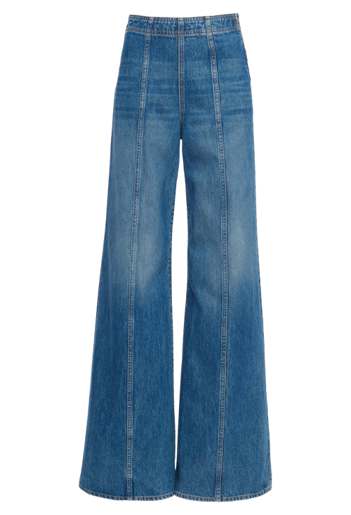 blue jeans with a seam down the leg. transparent background