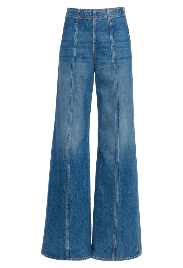 blue jeans with a seam down the leg. transparent background