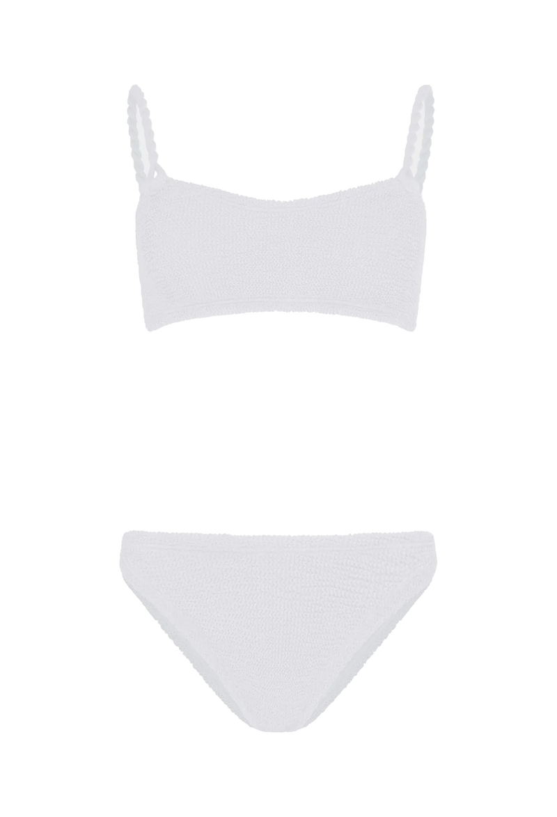 a white bikini with crinkle fabric. transparent background.