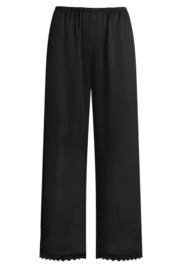 black pants with a lace hem. transparent background.