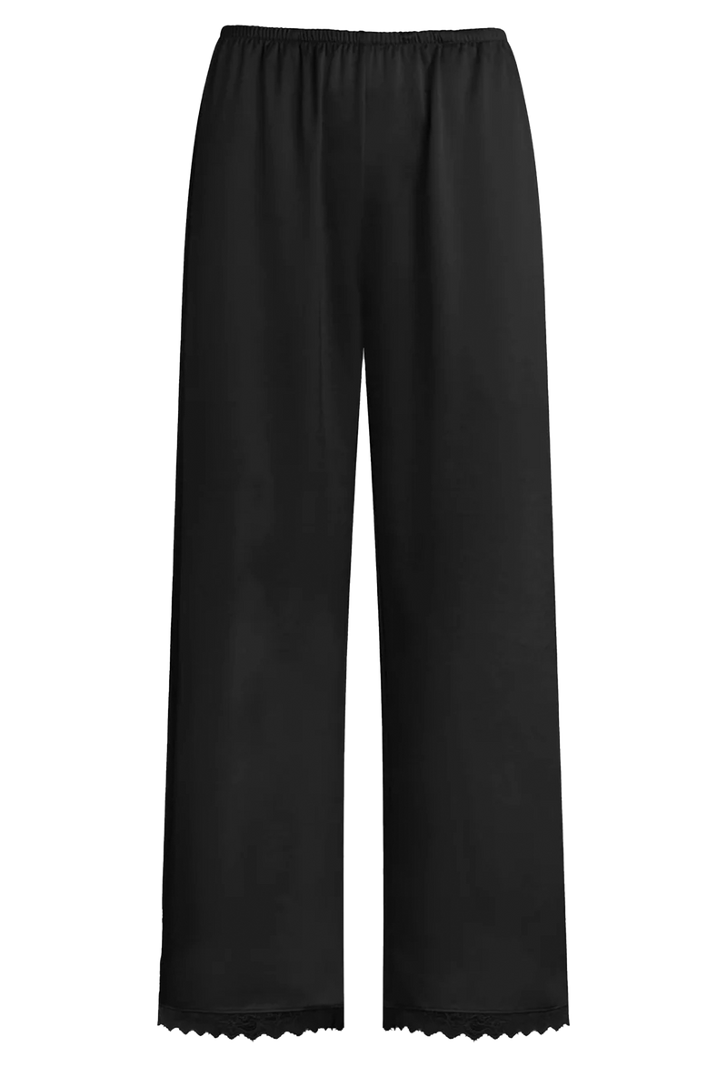 black pants with a lace hem. transparent background.