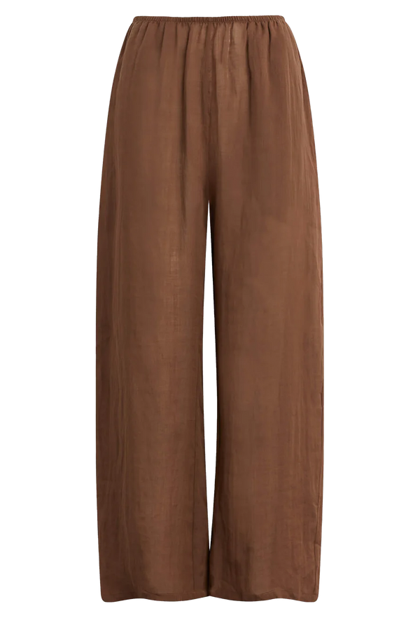 brown pants with a stretch waist. transparent background.