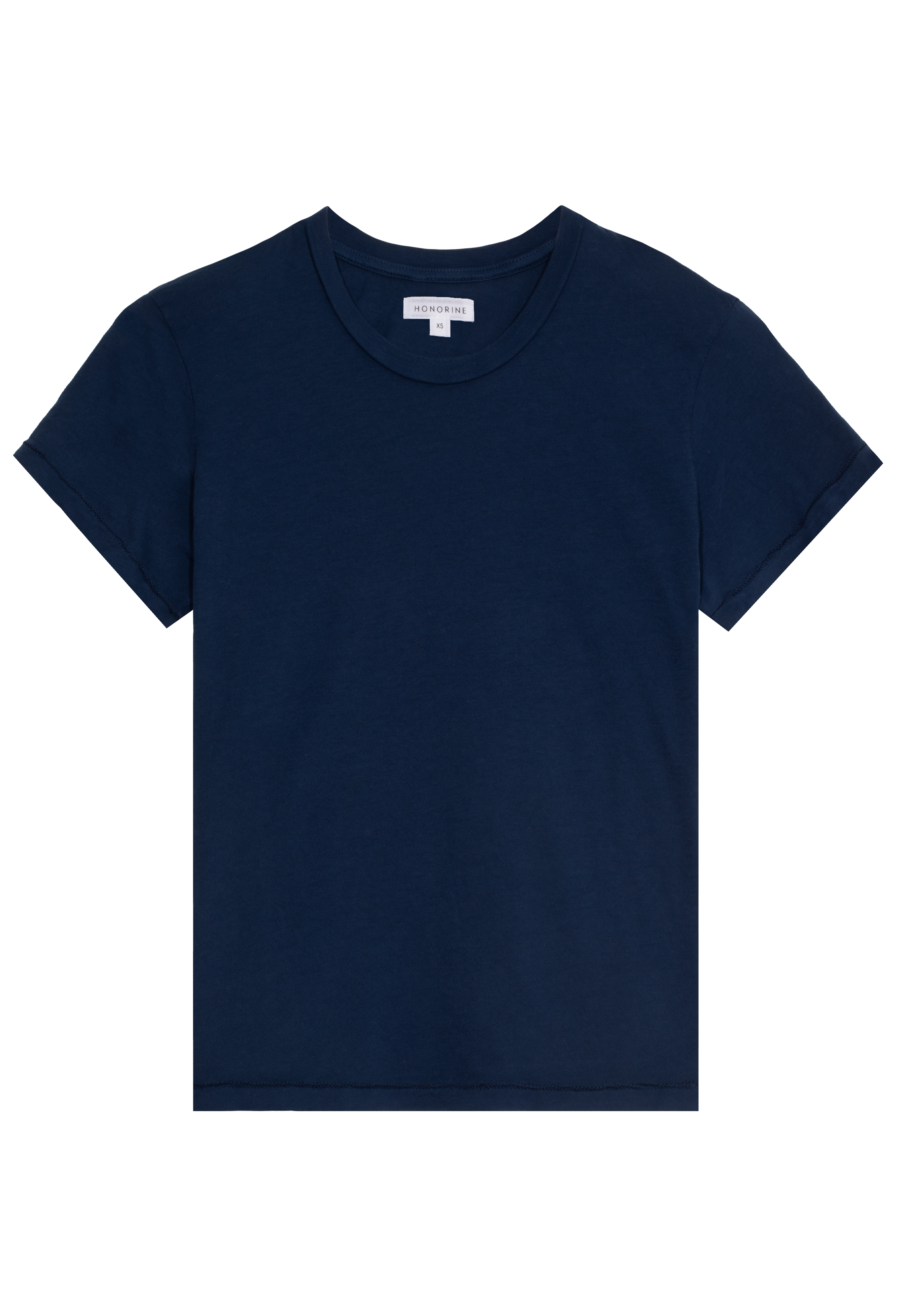 a dark blue crewneck t-shirt. transparent background.