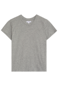 a heather grey crewneck t-shirt. transparent background.