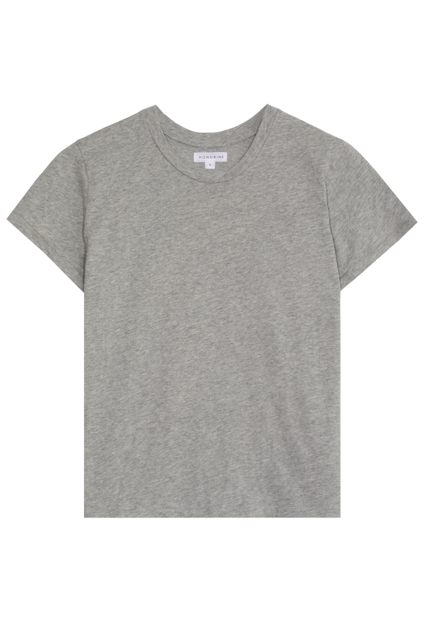 a heather grey crewneck t-shirt. transparent background.
