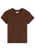 a brown crewneck t-shirt. transparent background.