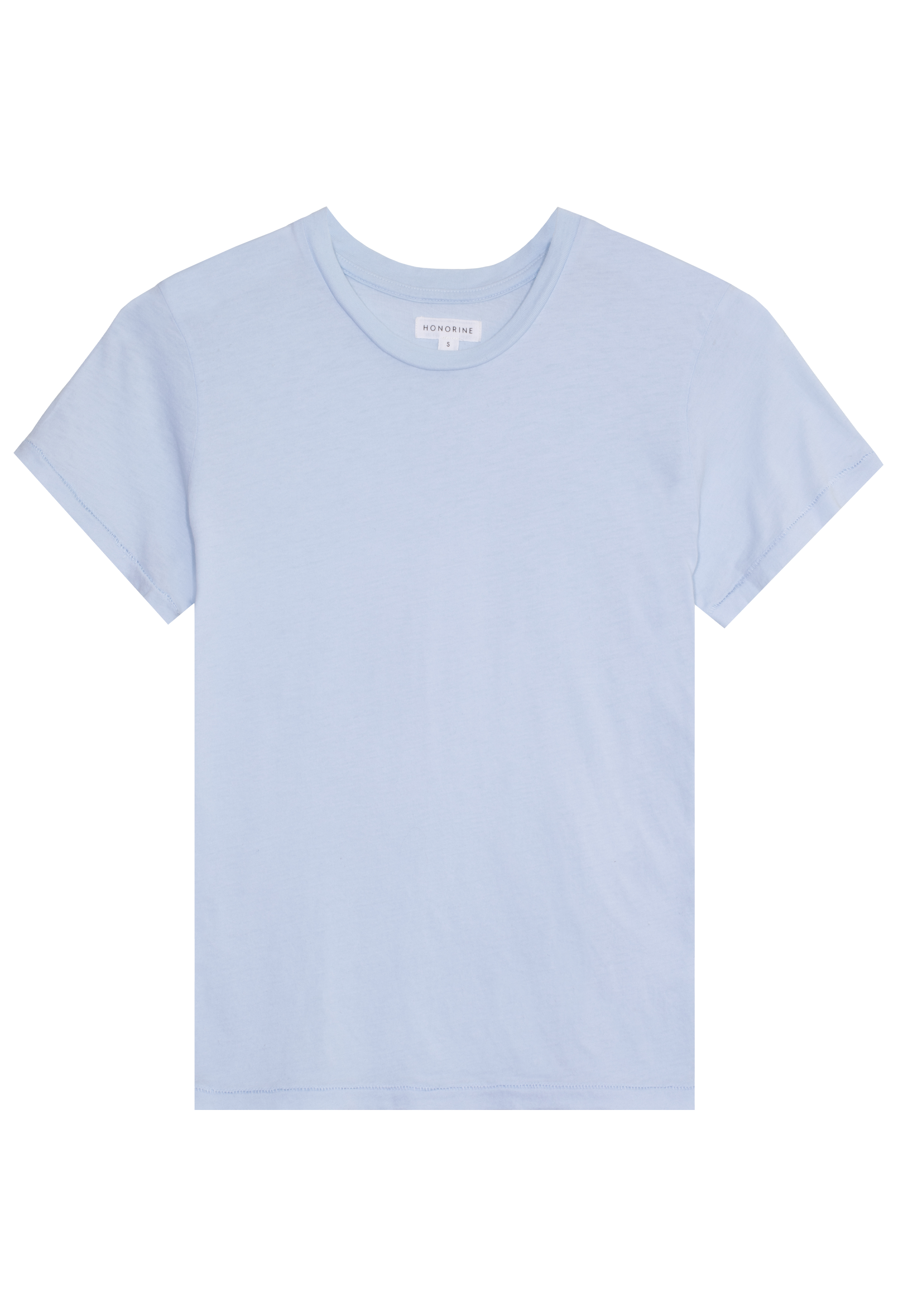 a light blue crewneck t-shirt. transparent background.