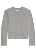 a heather grey long sleeve t-shirt. transparent background.