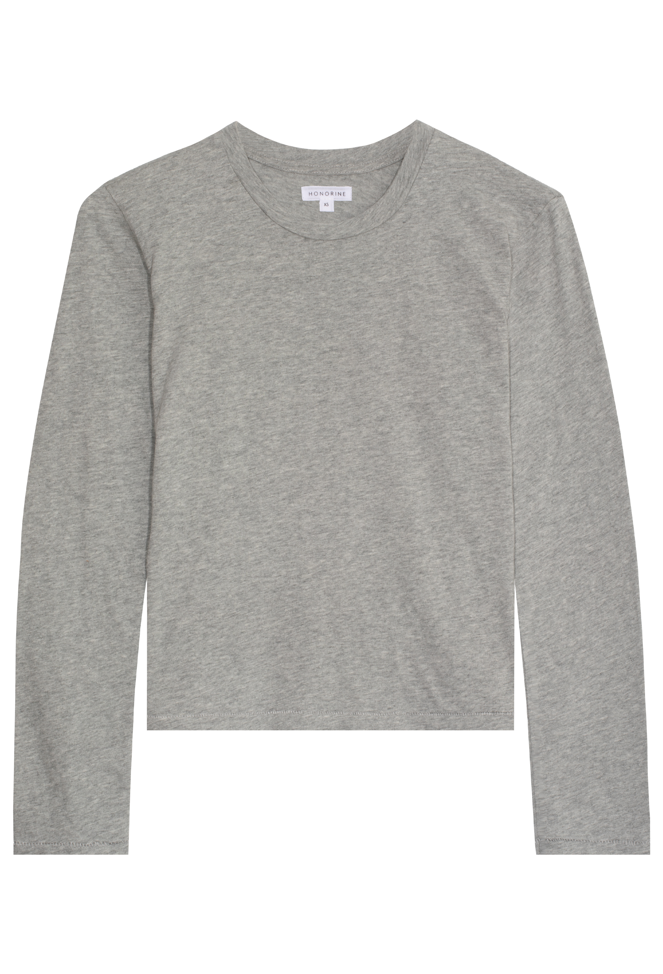 a heather grey long sleeve t-shirt. transparent background.