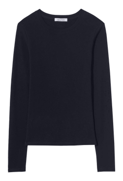 a dark blue long sleeve t-shirt. transparent background. 