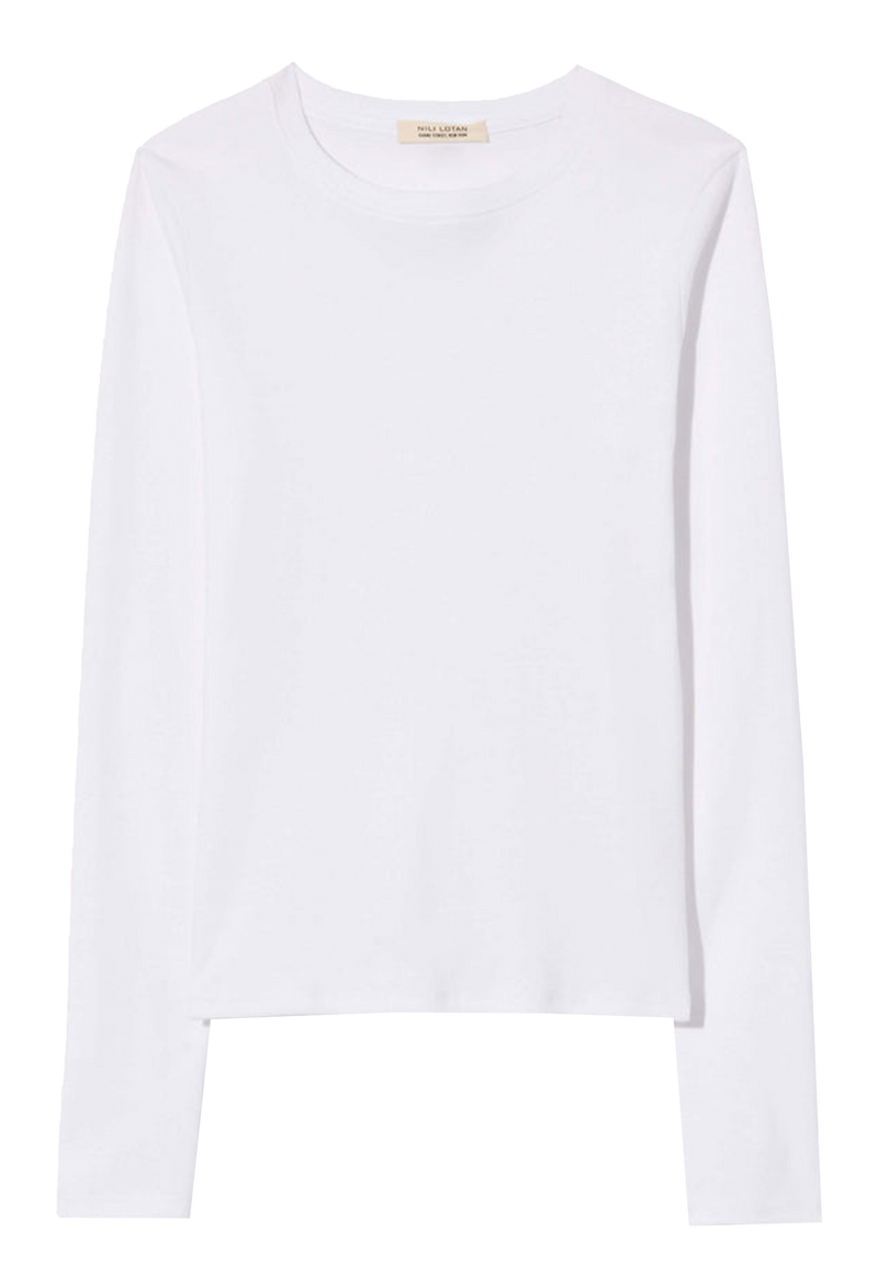 a white long sleeve t-shirt. transparent background. 