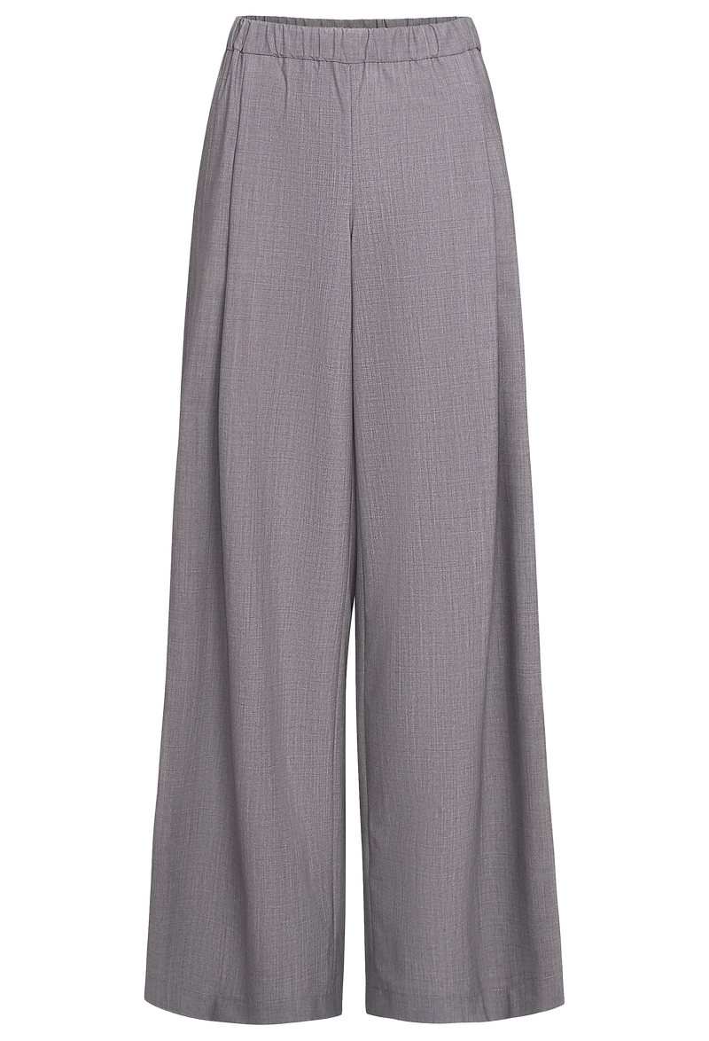 heather grey wide leg pants with an elastic waistband. transparent background.