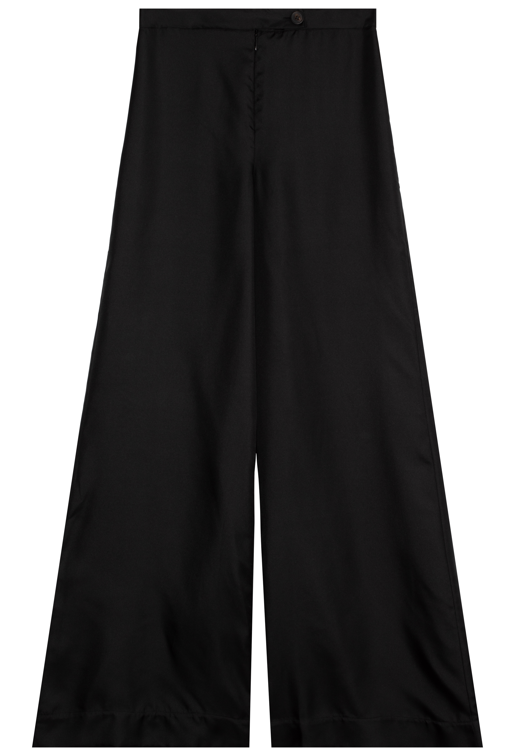 a pair of zip-up black pants. transparent background.