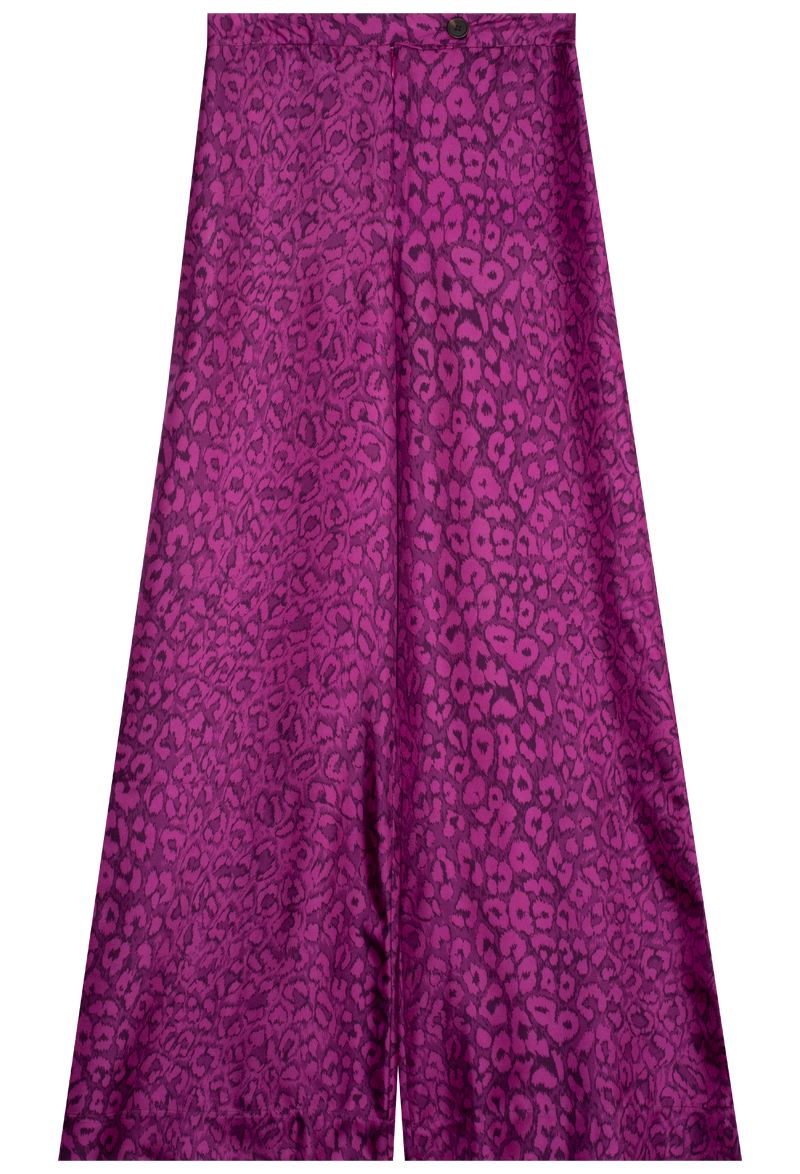 a pair of purple panther print pants. transparent background.