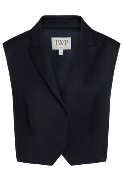 a cropped boxy fitted vest. transparent background