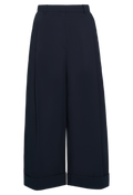 a pair of dark blue wide-leg pants. transparent background.