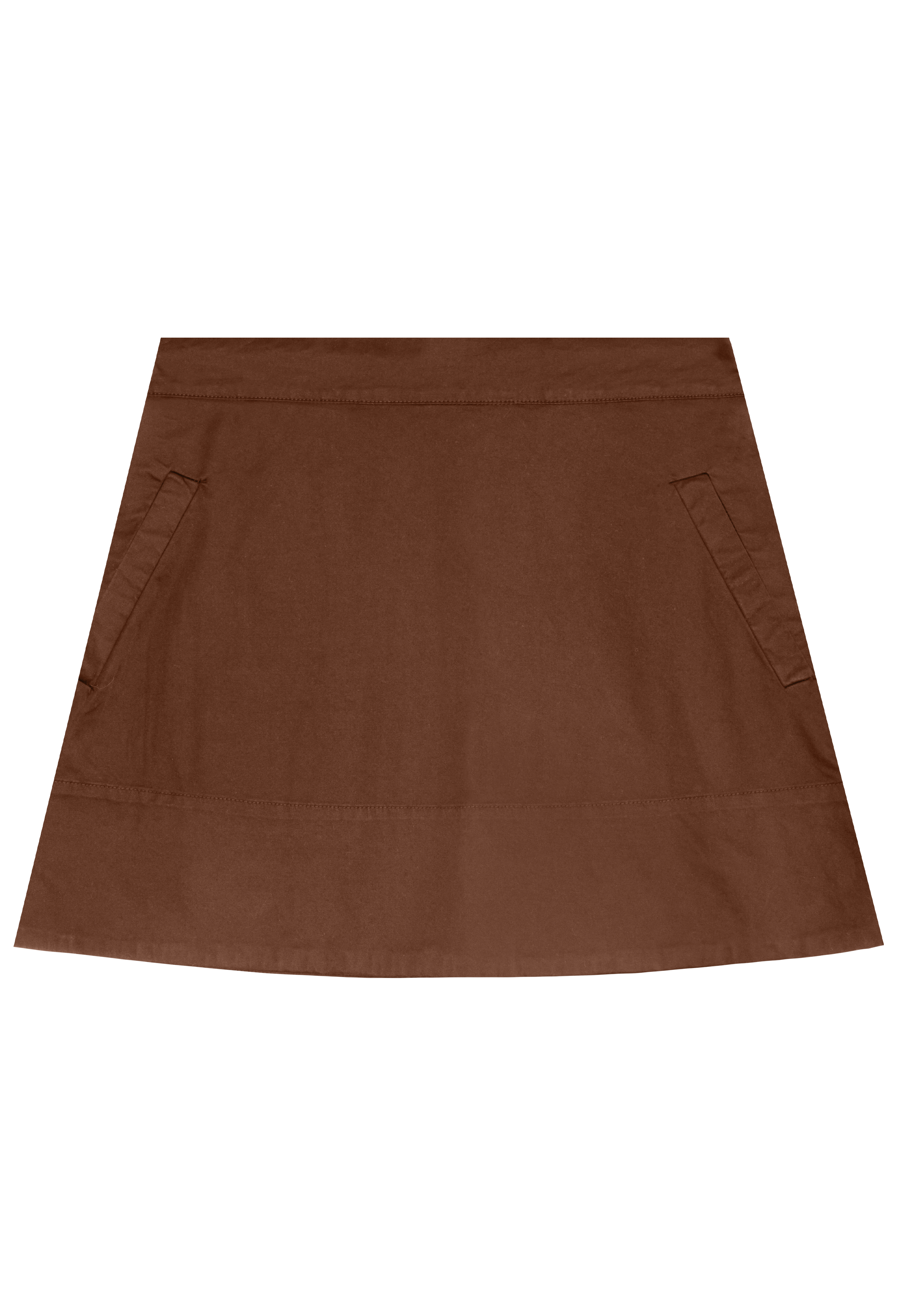 a short brown skirt with two side pockets. transparent background