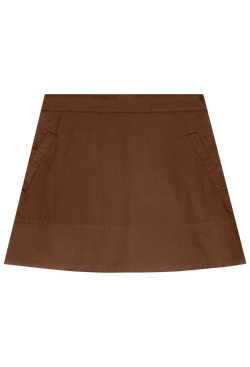 a short brown skirt with two side pockets. transparent background