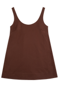 a brown poplin mini tank dress. transparent background.