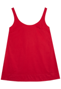 a red poplin mini tank dress. transparent background.