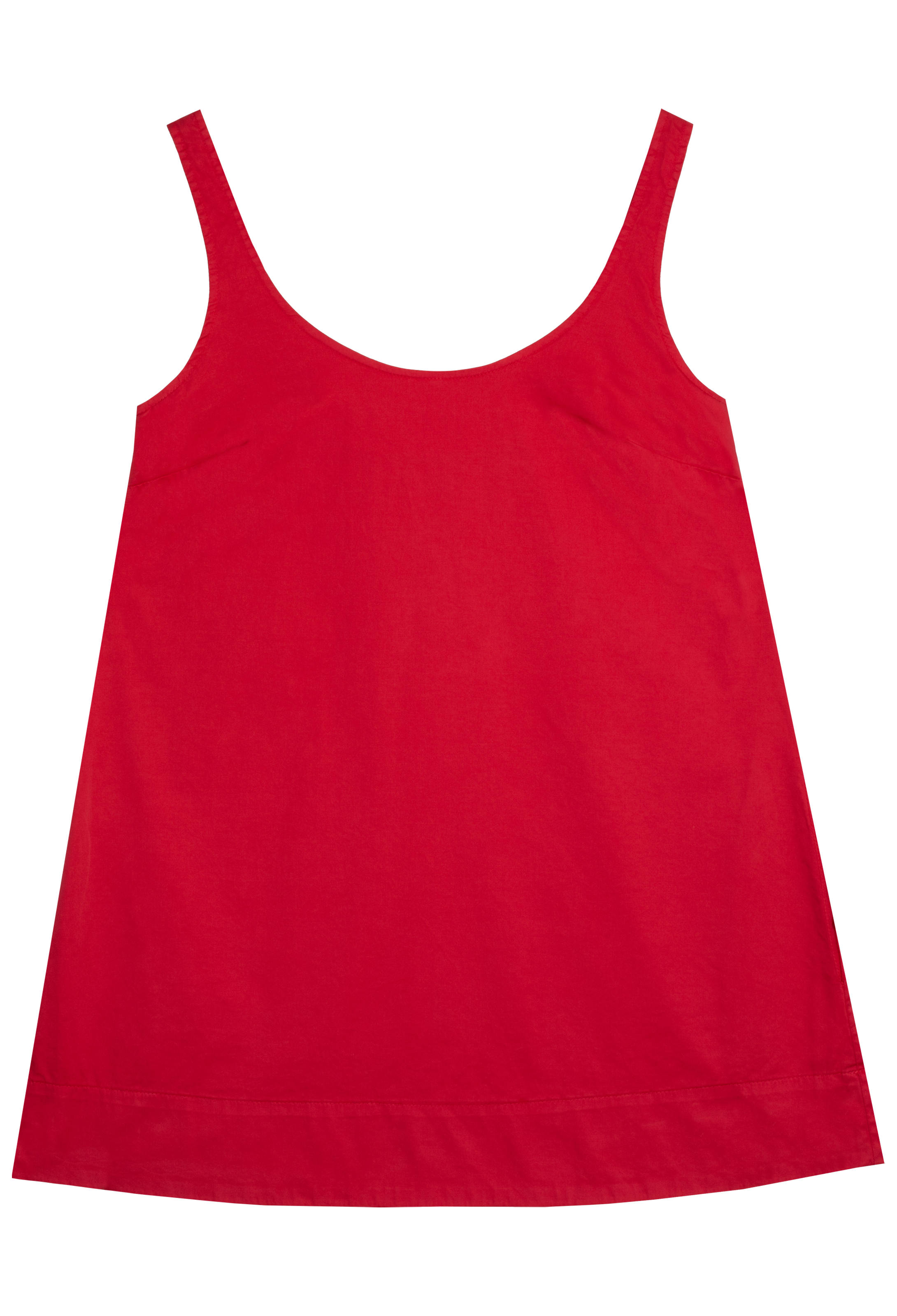 a red poplin mini tank dress. transparent background.