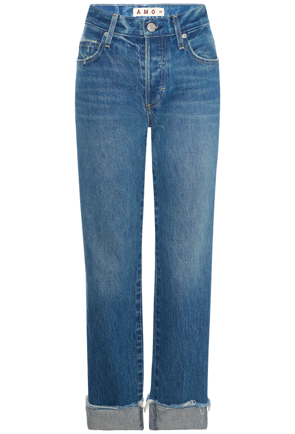 cuffed slim blue jeans on a transparent background