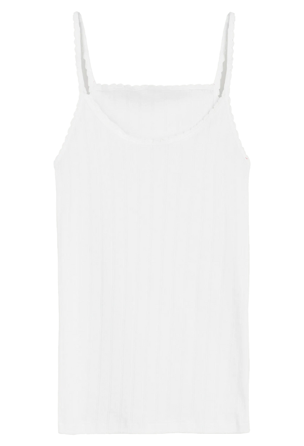 White pointelle tank top on a transparent background
