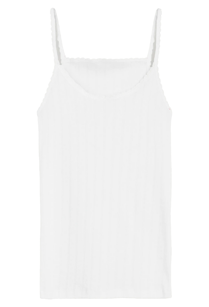 White pointelle tank top on a transparent background