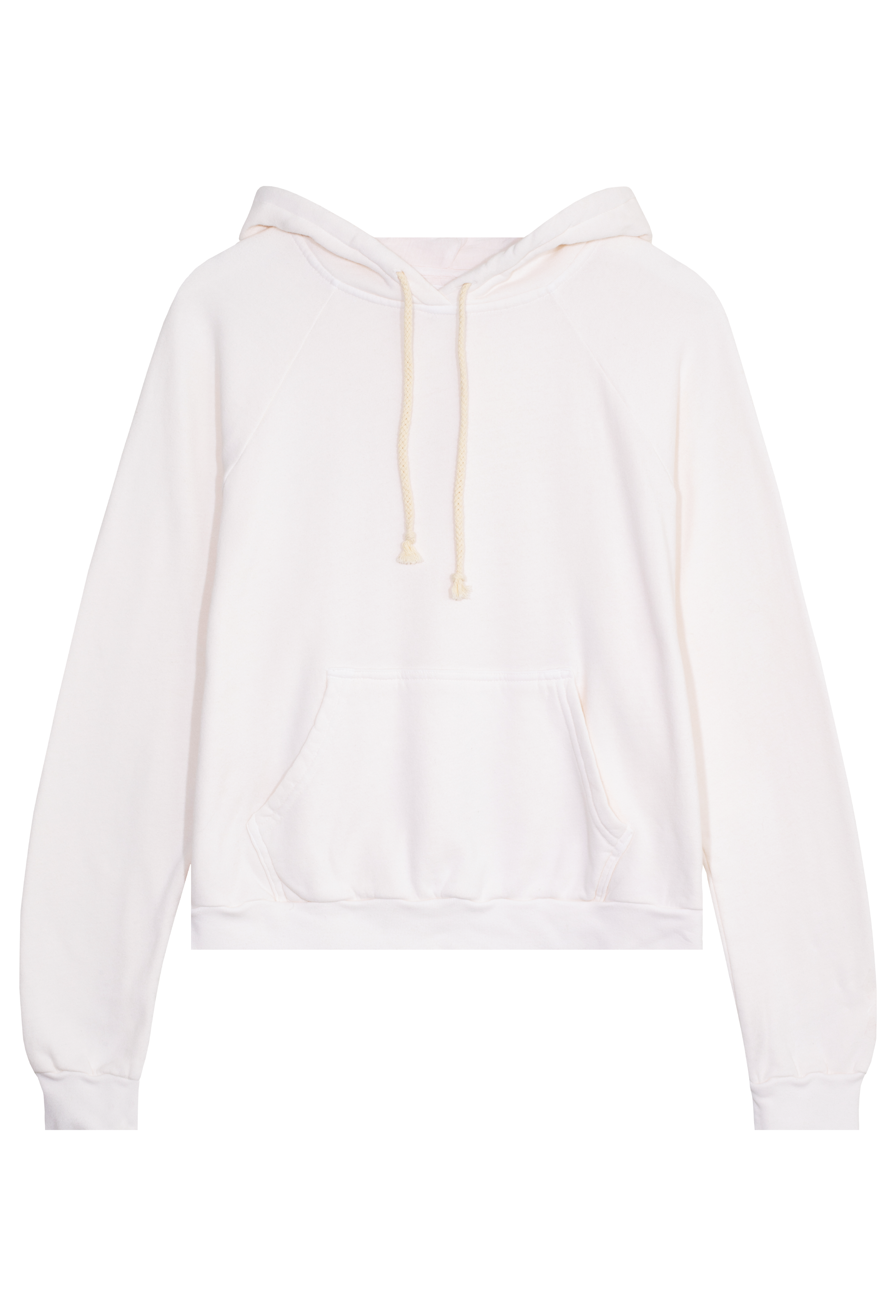 off-white hoodie with a yellow drawstring on a transparent background