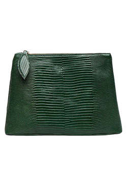 Green textured clutch bag on a transparent background