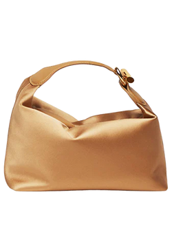 satin golden brown handbag on a transparent background