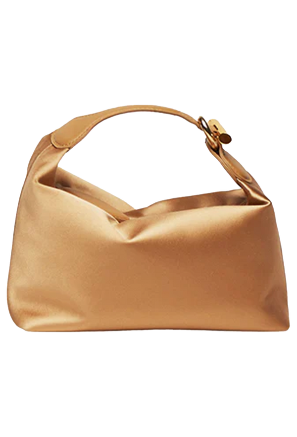 satin golden brown handbag on a transparent background