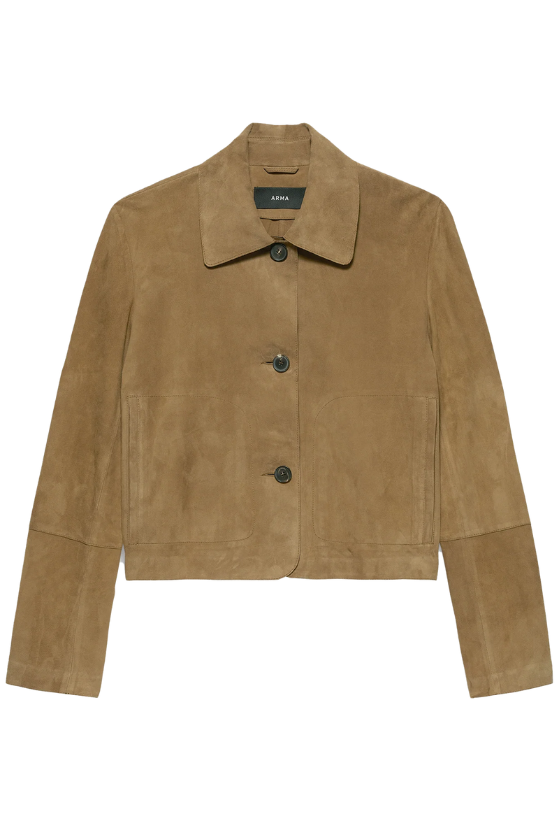Brown suede jacket on a transparent background