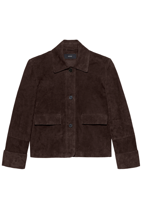 Brown suede jacket on a transparent background