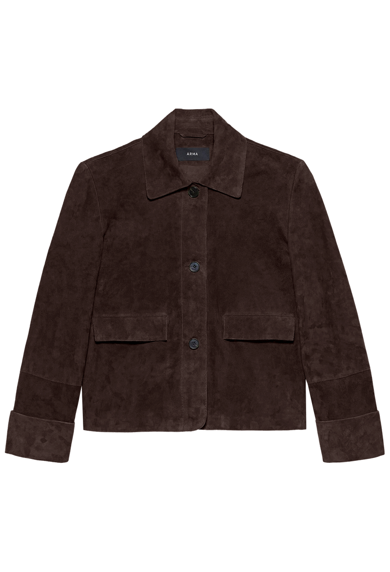 Brown suede jacket on a transparent background